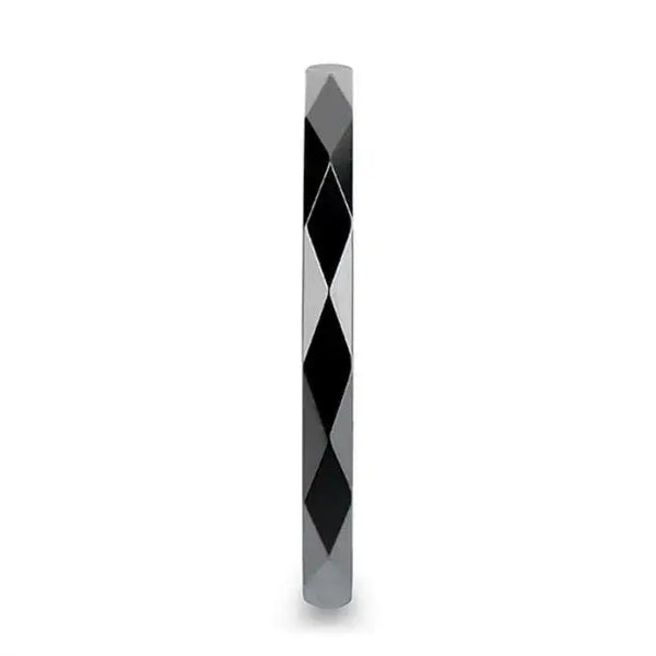 DAVINA Polished Diamond Faceted Black Ceramic Ring for Women - 2 mm - Larson Jewelers
