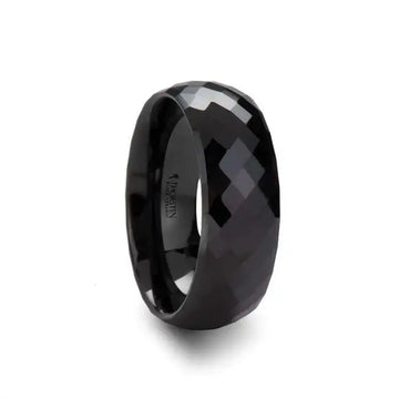 DAVINA Polished Diamond Faceted Black Ceramic Ring for Women - 2 mm - Larson Jewelers