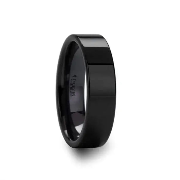 FRAENER Flat Polish Finished Black Ceramic Wedding Ring - 2mm to 12mm - Larson Jewelers