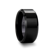 CITAR Polished Finish Black Ceramic Ring with Beveled Edges - 10mm - Larson Jewelers