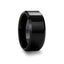 CITAR polished black ceramic ring with beveled edges, 10mm width, side view