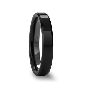 CITAR Polished Finish Black Ceramic Ring with Beveled Edges - 4mm - 12mm - Larson Jewelers