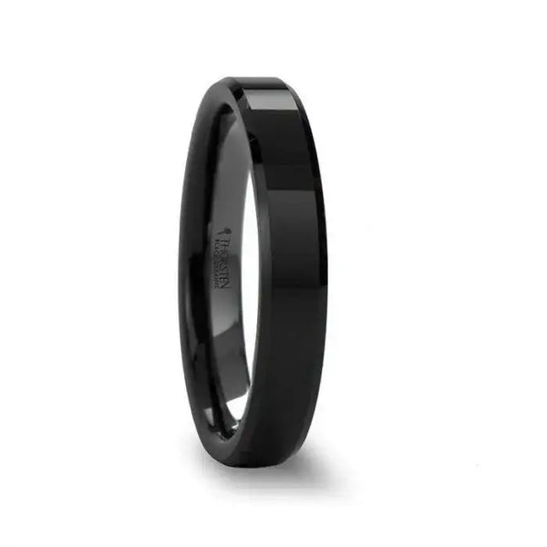 CITAR Polished Finish Black Ceramic Ring with Beveled Edges - 4mm - 12mm - Larson Jewelers