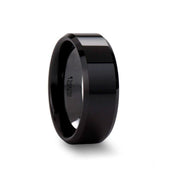 CITAR Polished Finish Black Ceramic Ring with Beveled Edges - 4mm - 12mm - Larson Jewelers