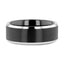 ARDEN Beveled Edged Tungsten Ring with Brushed Finish Black Ceramic Center - 6mm or 8mm - Larson Jewelers