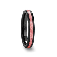 ROSA Women's Beveled Black Ceramic Ring with Pink Carbon Fiber Inlay - 4mm & 6 mm - Larson Jewelers