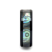 OAHU Beveled Black Ceramic Ring with Shell Inlay - 8mm - Larson Jewelers