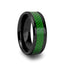 MATLAL Beveled Black Ceramic Ring with Emerald Green Carbon Fiber Inlay - 8mm - Larson Jewelers