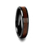 YUKON Beveled Black Ceramic Ring with Black Walnut Wood Inlay - 4mm - 12mm - Larson Jewelers