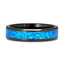QUANTUM Black Ceramic Ring with Blue Green Opal Inlay - 4mm - 10mm - Larson Jewelers