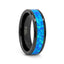 QUANTUM Black Ceramic Ring with Blue Green Opal Inlay - 4mm - 10mm - Larson Jewelers