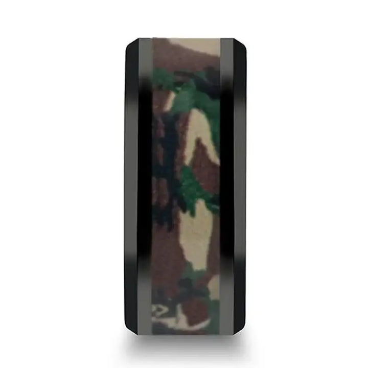 RANGER Black Ceramic Ring Military Style Jungle Camo - 10mm - Larson Jewelers