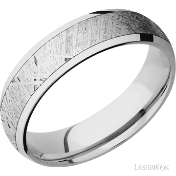 Cobalt Chrome Band with Polish Finish and Meteorite Inlay - 6MM - Larson Jewelers