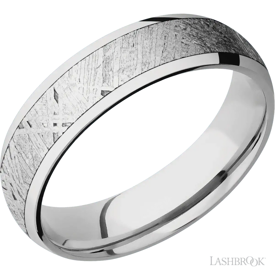 Cobalt Chrome Band with Polish Finish and Meteorite Inlay - 6MM - Larson Jewelers