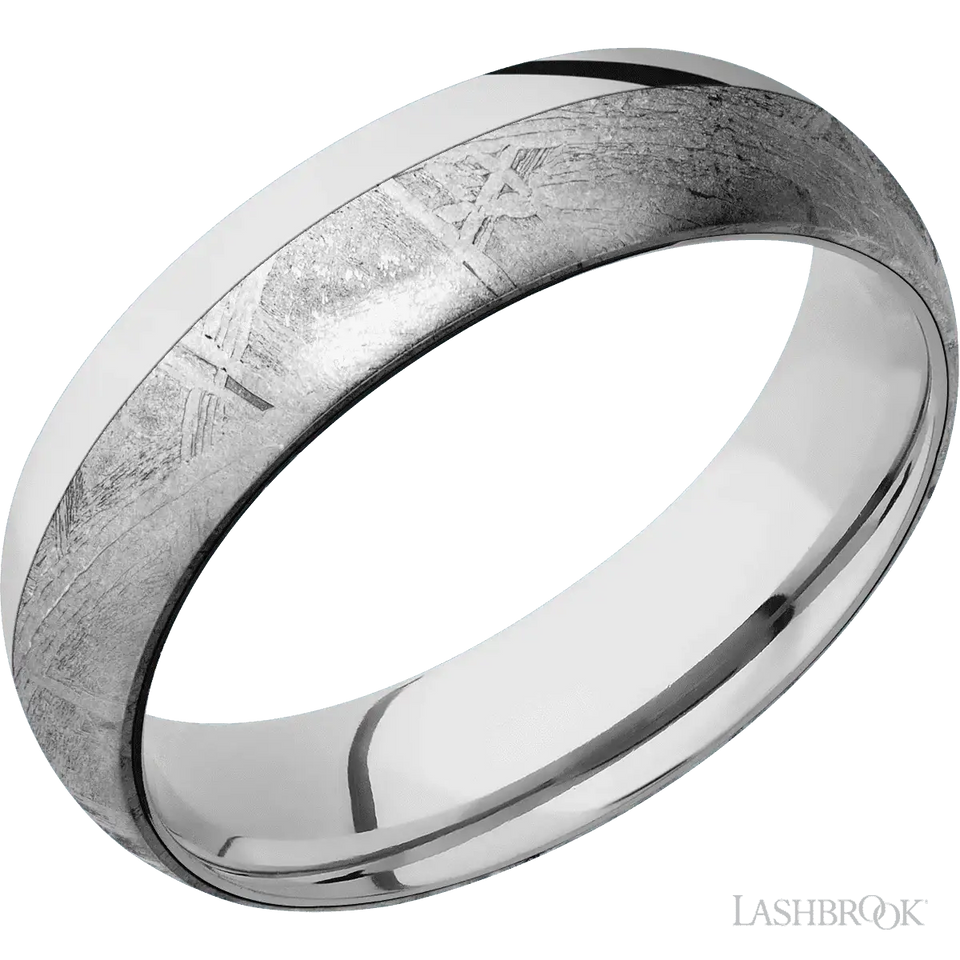 Cobalt Chrome with Polish Finish and Meteorite Inlay - 6MM - Larson Jewelers