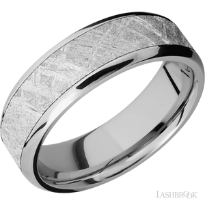 Cobalt Chrome with Polish , Polish Finish and Meteorite Inlay - 7MM - Larson Jewelers