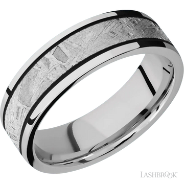 Cobalt Chrome with Polish Finish and Meteorite Inlay - 7MM - Larson Jewelers