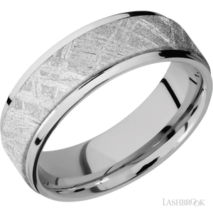 Cobalt Chrome Band with Polish Finish and Meteorite Inlay - 7MM - Larson Jewelers