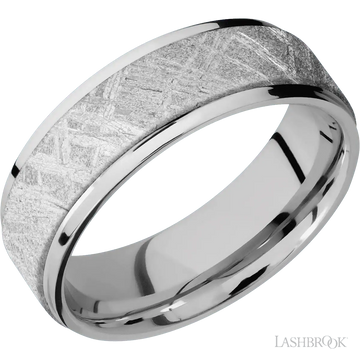 Cobalt Chrome Band with Polish Finish and Meteorite Inlay - 7MM - Larson Jewelers