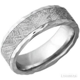 Cobalt Chrome Beveled Band with a Meteorite Inlay - 8MM - Larson Jewelers