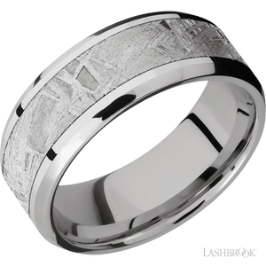 Cobalt Chrome with Polish , Polish Finish and Meteorite Inlay - 8MM - Larson Jewelers