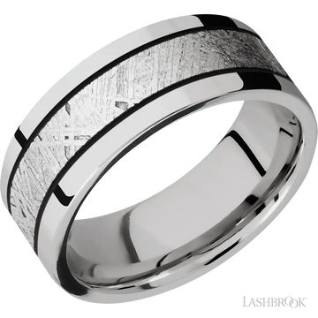 Cobalt Chrome with Polish Finish and Meteorite Inlay - 8MM - Larson Jewelers