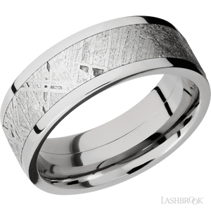 Flat Cobalt Chrome with Polish Finish and Meteorite Inlay - 8MM - Larson Jewelers