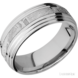 Cobalt Chrome Band with Polish Finish and Meteorite Inlay - 8MM - Larson Jewelers