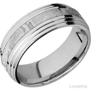 Cobalt Chrome Band with Polish Finish and Meteorite Inlay - 8MM - Larson Jewelers