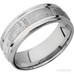 Cobalt Chrome Band with Polish , Polish Finish and Meteorite Inlay - 8MM - Larson Jewelers