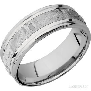 Cobalt Chrome Band with Polish , Polish Finish and Meteorite Inlay - 8MM - Larson Jewelers
