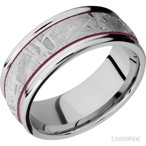 Cobalt Chrome with Polish Finish and Meteorite Inlay - 9 MM - Larson Jewelers