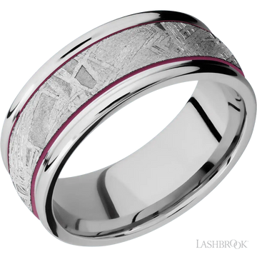 Cobalt Chrome with Polish Finish and Meteorite Inlay - 9 MM - Larson Jewelers