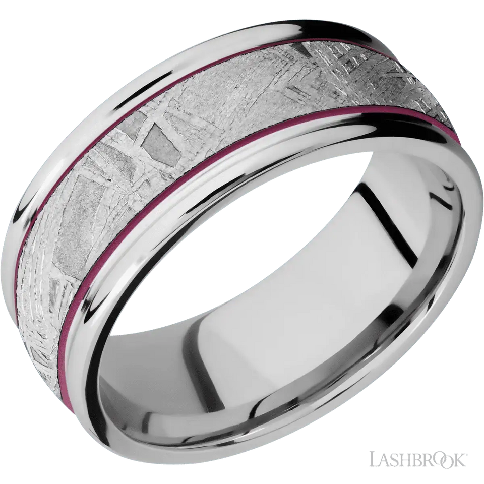 Cobalt Chrome with Polish Finish and Meteorite Inlay - 9 MM - Larson Jewelers