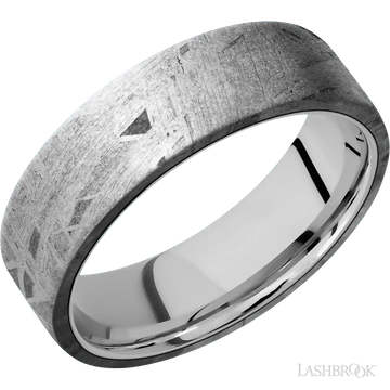 Meteorite with None Finish and Cobalt Chrome - 7MM - Larson Jewelers