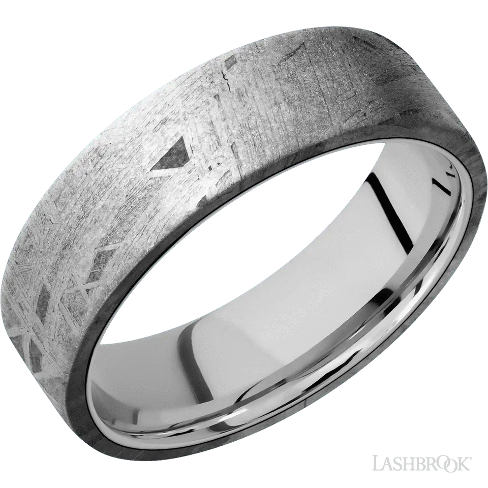 Meteorite with None Finish and Cobalt Chrome - 7MM - Larson Jewelers