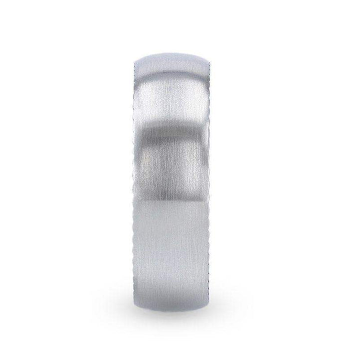 DYNAMO Domed Brushed Finish Cobalt Men's Wedding Ring With Rope Patterned Edges - 8mm - Larson Jewelers