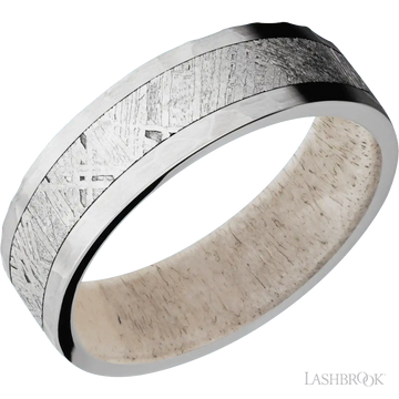 Cobalt Chrome with Hammer Finish and Meteorite Inlay and Antler - 7MM - Larson Jewelers
