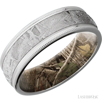 Cobalt Chrome with Satin Finish and Meteorite Inlay and King's Woodland - 7MM - Larson Jewelers