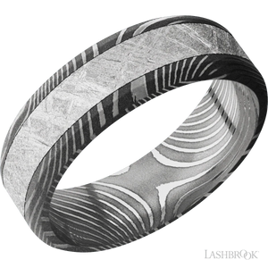 Flat twist with Acid Finish and Meteorite Inlay - 7MM - Larson Jewelers