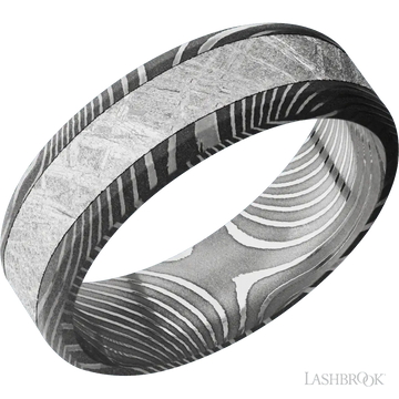 Flat twist with Acid Finish and Meteorite Inlay - 7MM - Larson Jewelers