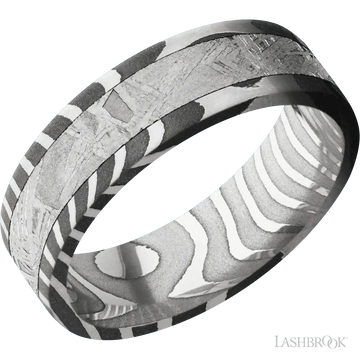 Tiger with Acid Finish and Meteorite Inlay - 7MM - Larson Jewelers