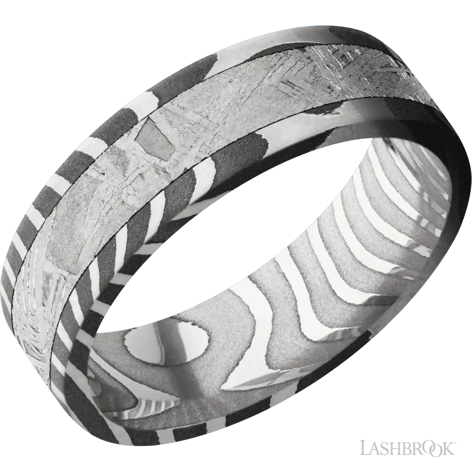 Tiger with Acid Finish and Meteorite Inlay - 7MM - Larson Jewelers