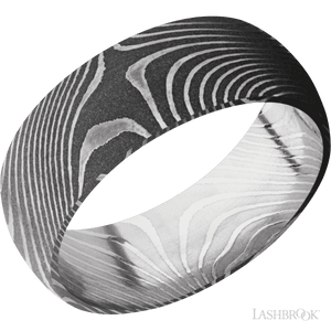 JIN Black Damascus Steel Pattern Polished Damascus Steel Ring by Lashbrook Designs - 8mm - Larson Jewelers