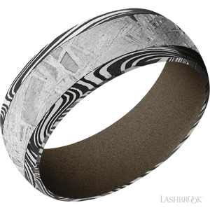 Marble with Acid Finish and Meteorite Inlay and Burnt Bronze - 8MM - Larson Jewelers