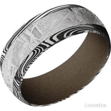 Marble with Acid Finish and Meteorite Inlay and Burnt Bronze - 8MM - Larson Jewelers
