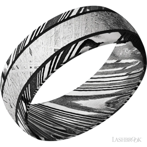 Woodgrain with Acid Finish and Meteorite Inlay - 8MM - Larson Jewelers