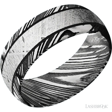 Woodgrain with Acid Finish and Meteorite Inlay - 8MM - Larson Jewelers