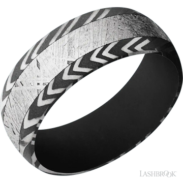 Zebra with Acid Finish and Meteorite Inlay and Black - 8MM - Larson Jewelers