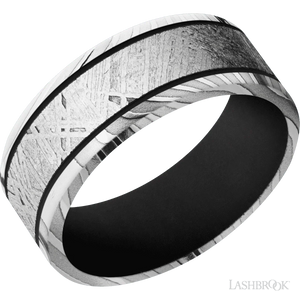 Tiger with Polish Finish and Meteorite Inlay and Black - 8MM - Larson Jewelers